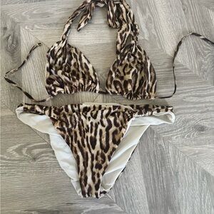 Monday Swimwear Leopard Print Bikini in Brown and Black